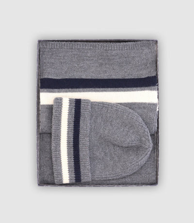 Echarpe et bonnet à rayures gris - IZAC