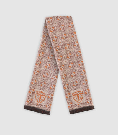 Echarpe graphique à fleurs beige - IZAC