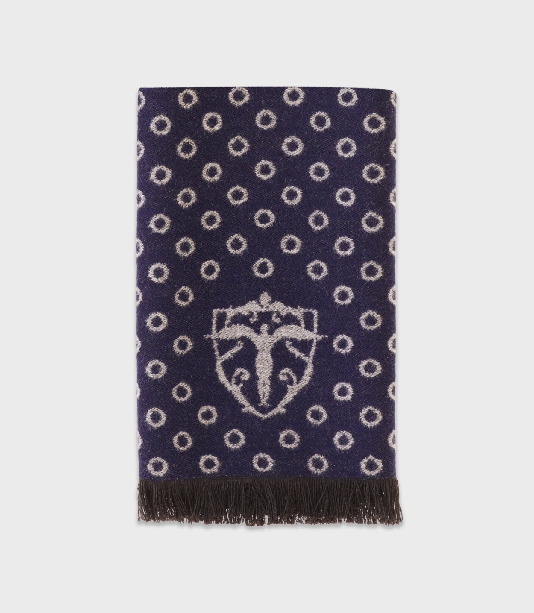 Echarpe à motifs avec franges marine - IZAC