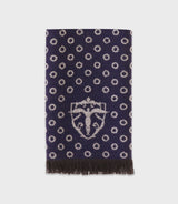 Echarpe à motifs avec franges marine - IZAC