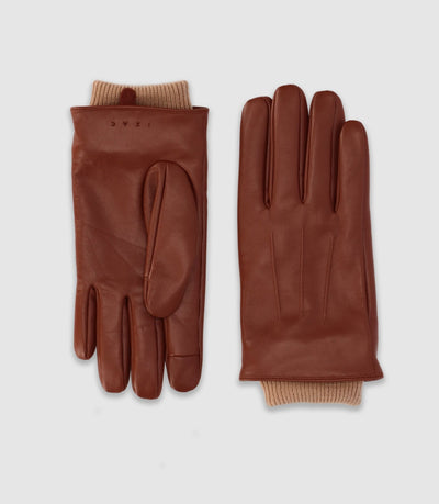 Gants en cuir marron - IZAC