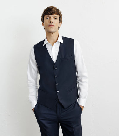 Gilet 100% laine bleu marine - IZAC