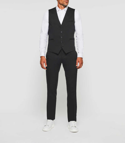 Gilet de costume tissu technique noir "Jionac" - IZAC