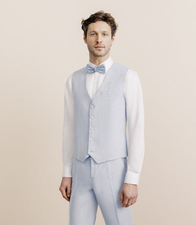 Gilet 100% lin bleu ciel - IZAC