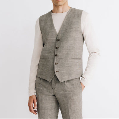 Gilet à carreaux beige - IZAC