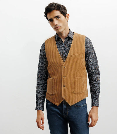 Gilet ville en velours côtelé camel - IZAC