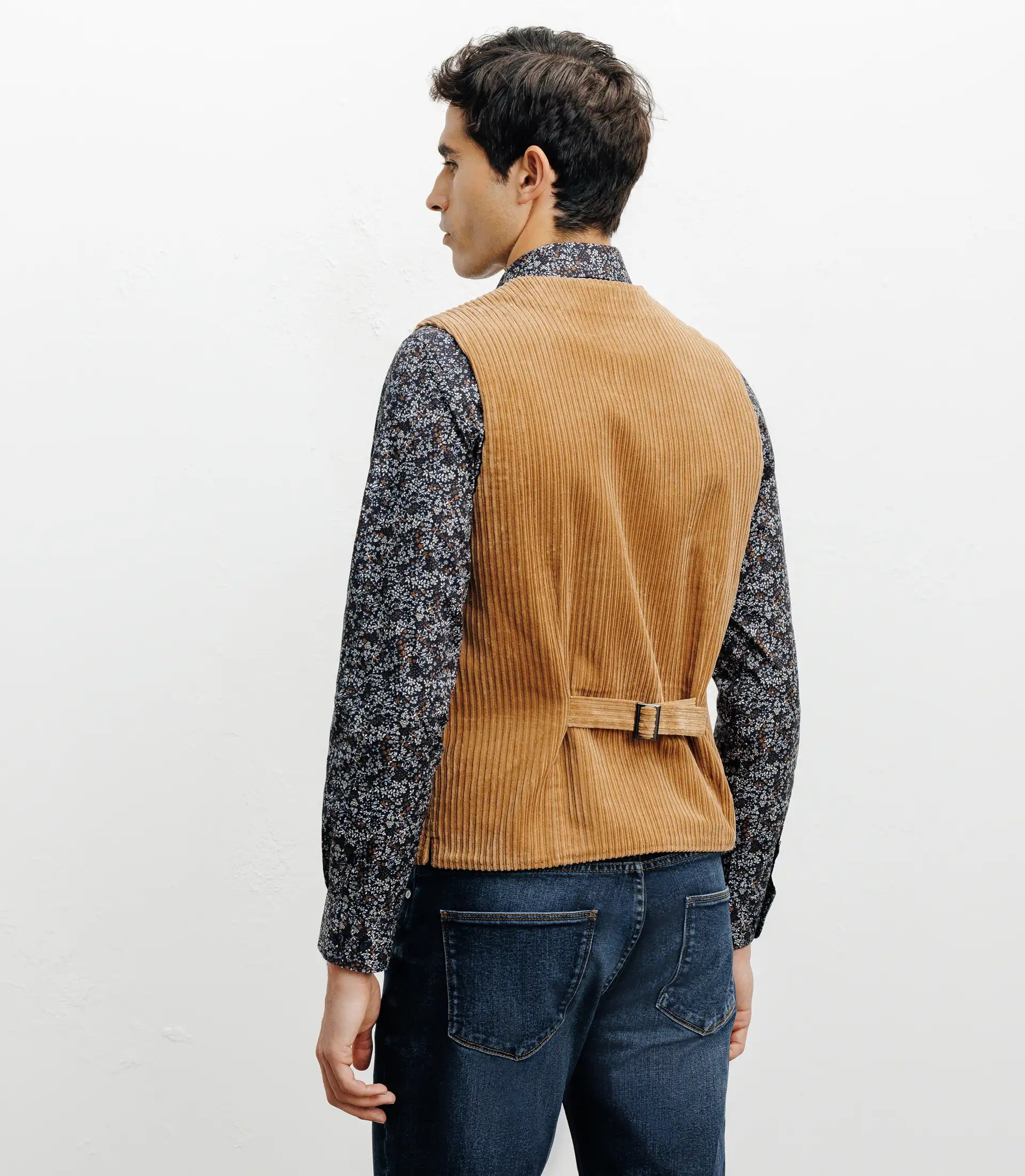 Gilet ville en velours côtelé camel - IZAC