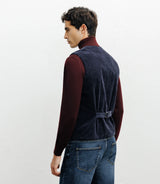 Gilet ville en velours côtelé marine - IZAC