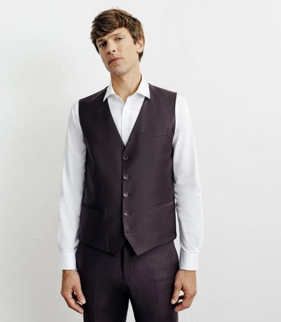 Gilet ville avec laine majoritaire bordeaux foncé - IZAC