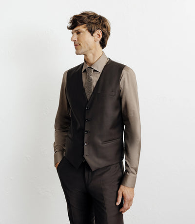 Gilet ville avec laine majoritaire marron - IZAC