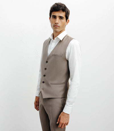 Gilet ville avec laine majoritaire taupe - IZAC