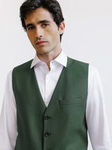 Dark green wool-blend city vest