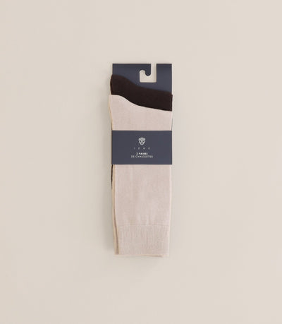 Pack de 2 chaussettes beige marron - IZAC