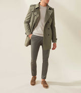 Jake" khaki double-breasted trench coat