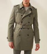 Jake" khaki double-breasted trench coat