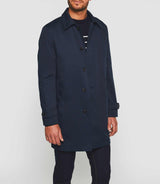 Haider" navy long straight trench coat