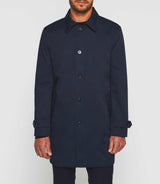 Haider" navy long straight trench coat