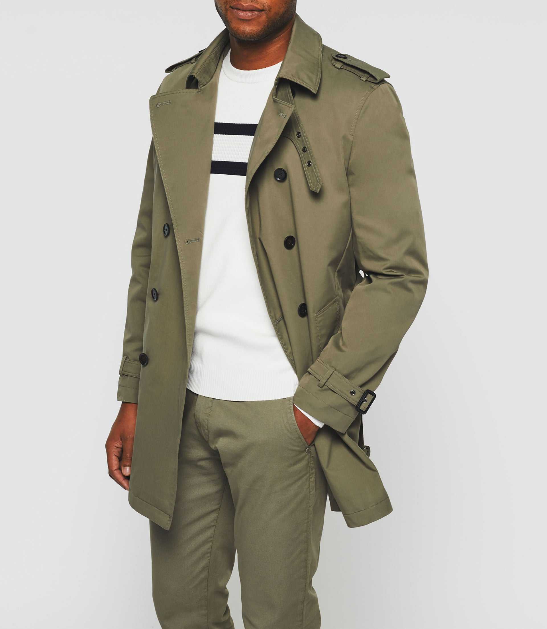 Hamilton" khaki double-breasted trench coat