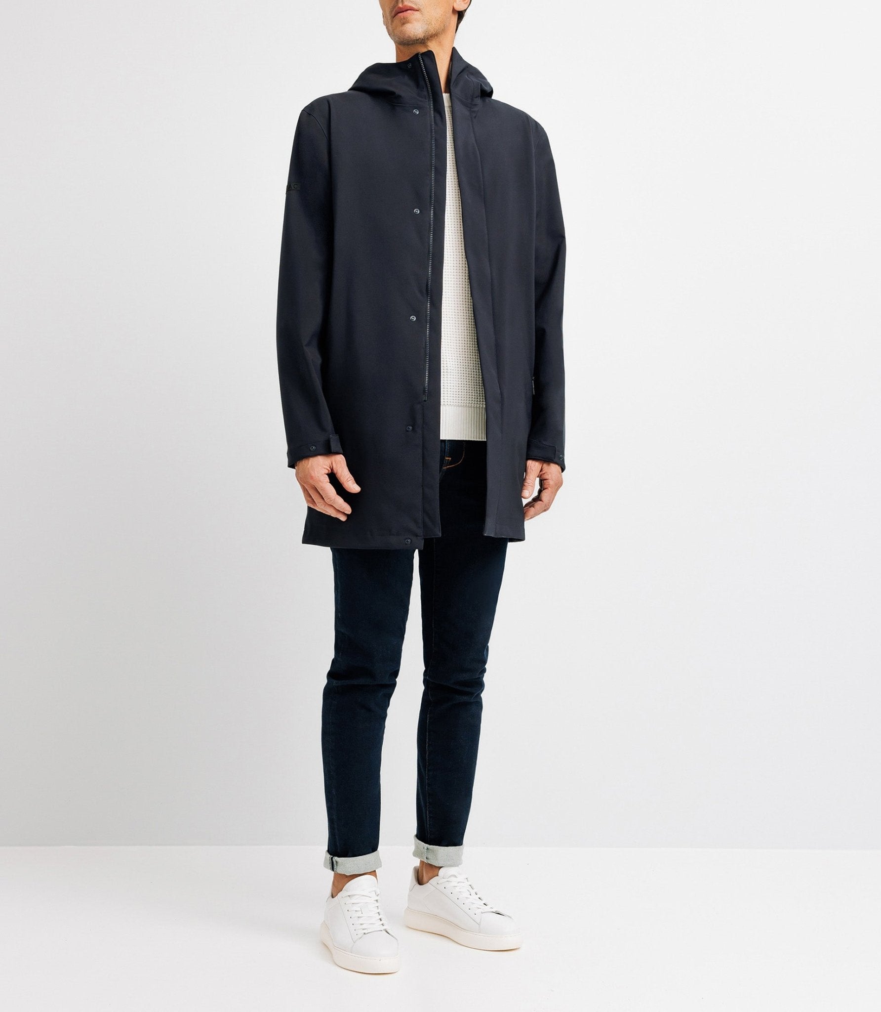 Blouson parka longue marine - IZAC