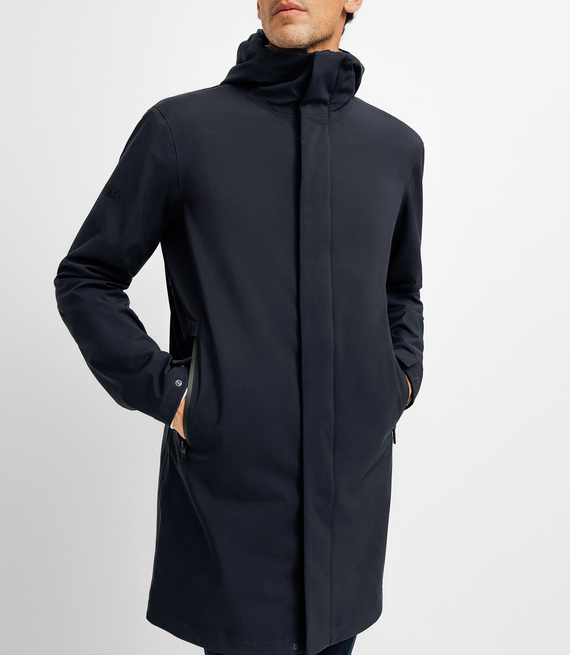 Blouson parka longue marine - IZAC