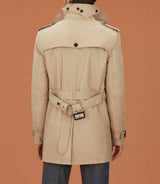 Yve" beige mid-length trench coat