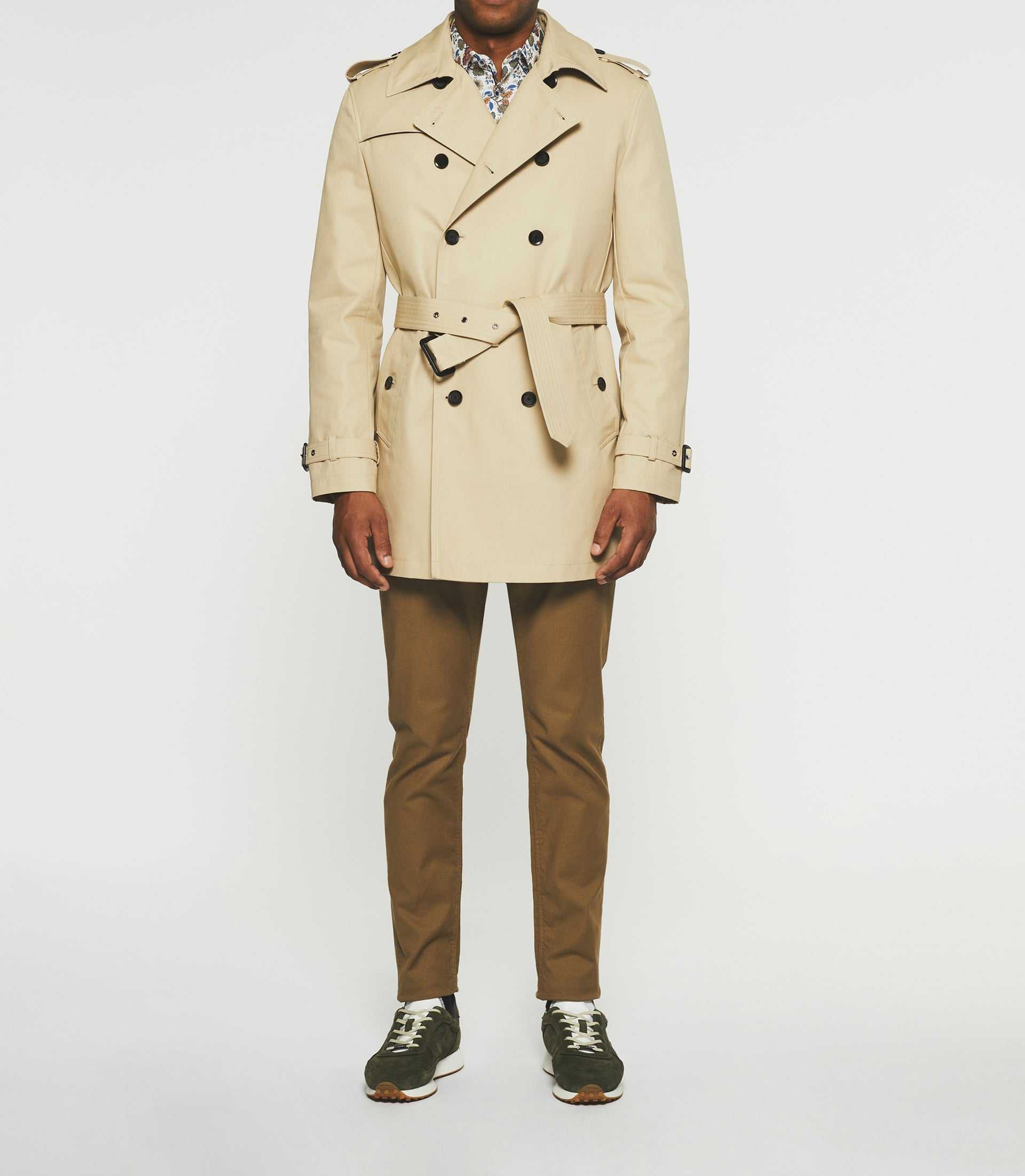 Trench croisé en coton beige IDANO