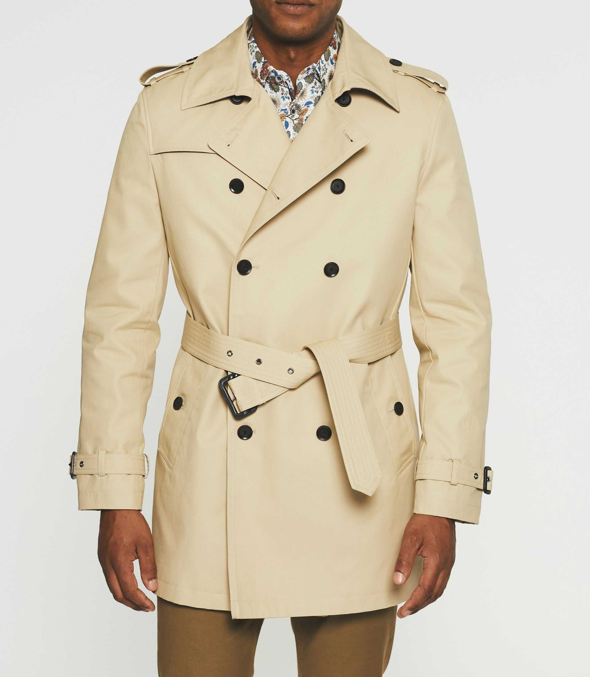 Trench croisé en coton beige IDANO