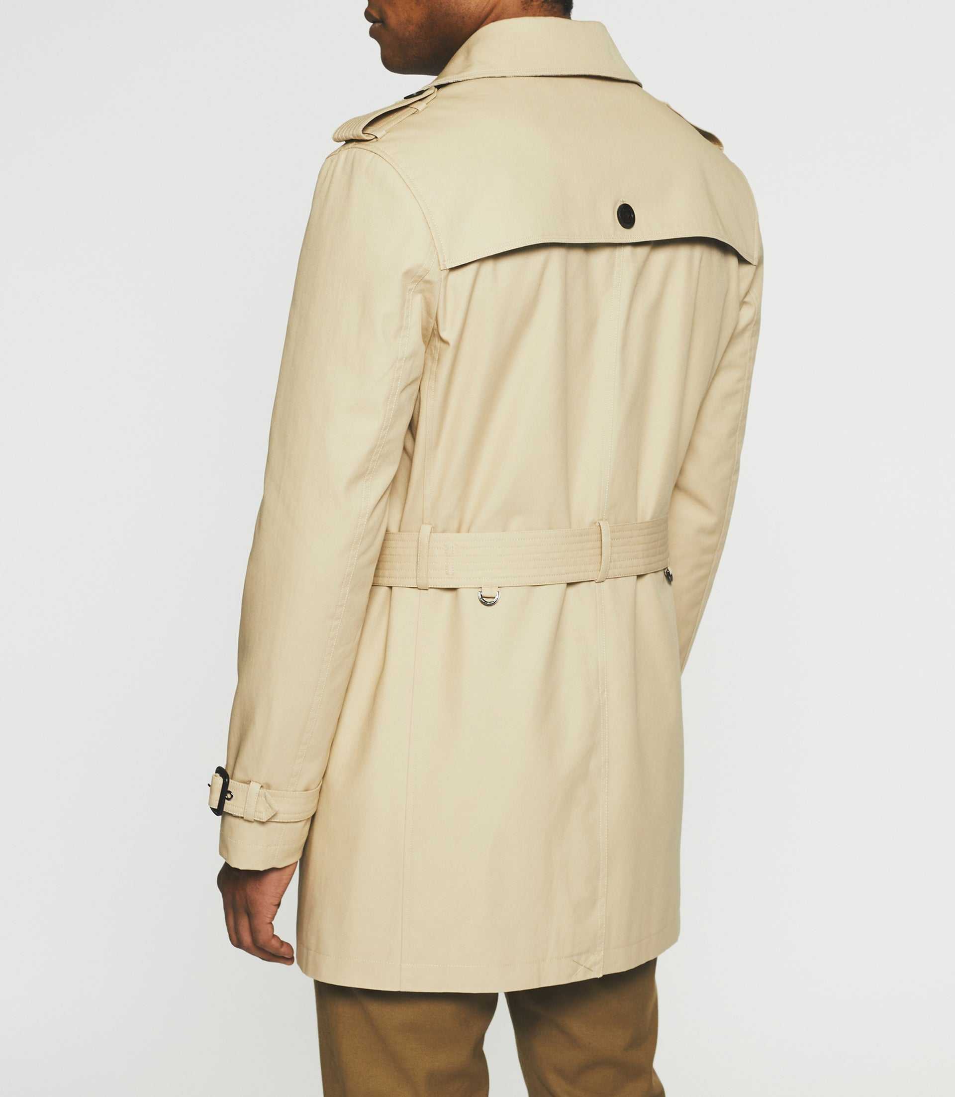 Trench croisé en coton beige IDANO