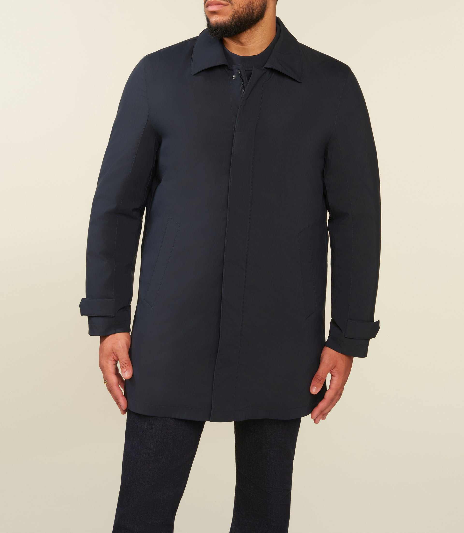 Straight quilted trench coat navy ISIDOREBT