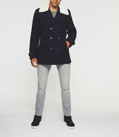 Caban avec col sherpa amovible marine IZIHARI - IZAC