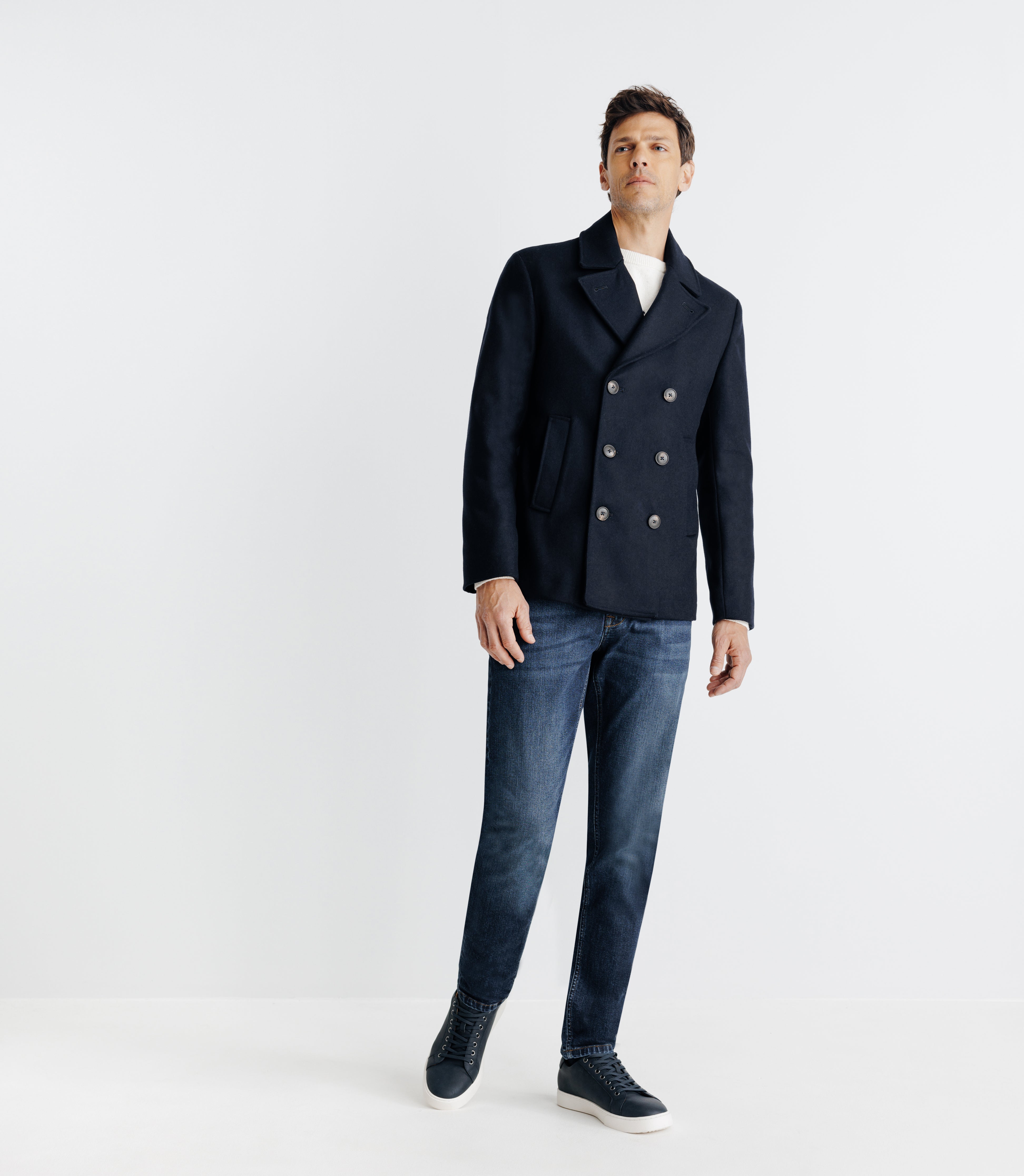 Manteau ville croisé marine