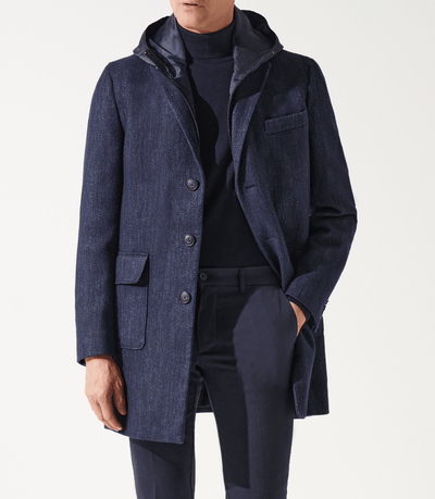 Manteau croisé bleu indigo ILLUMI - IZAC