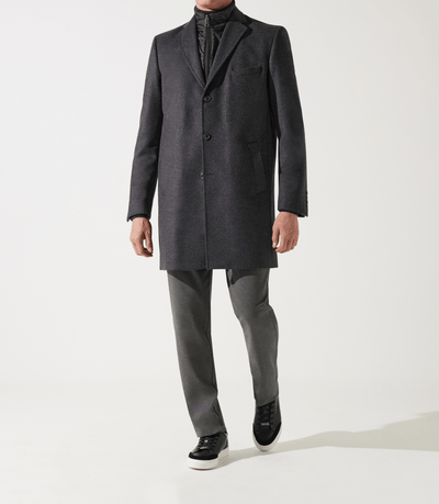 Manteau en laine et cachemire gris anthracite ISAOBT - IZAC