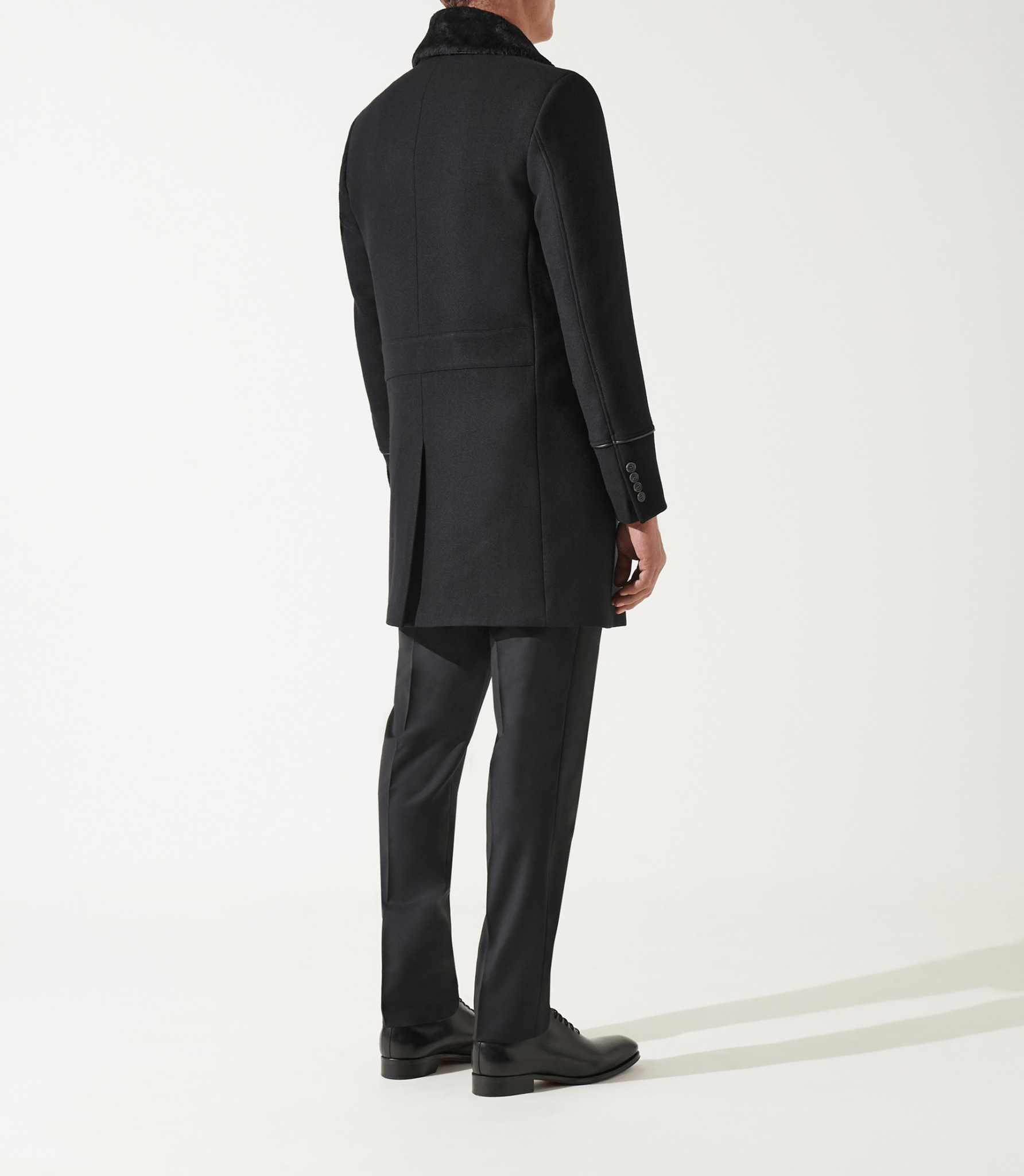 Manteau croisé col fourrure noir ISIO - IZAC