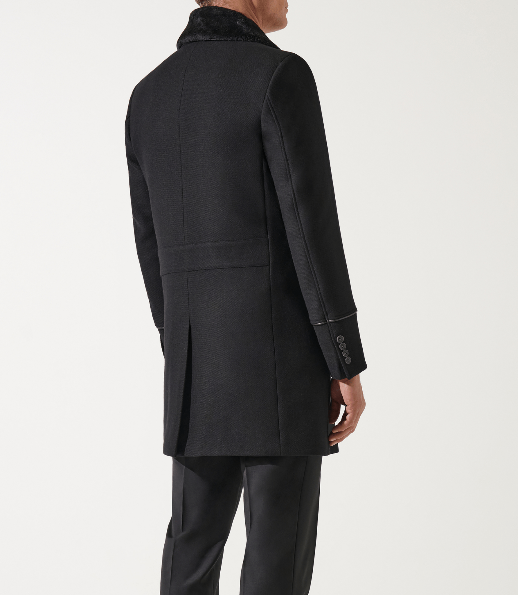 Manteau croisé col fourrure noir ISIO - IZAC