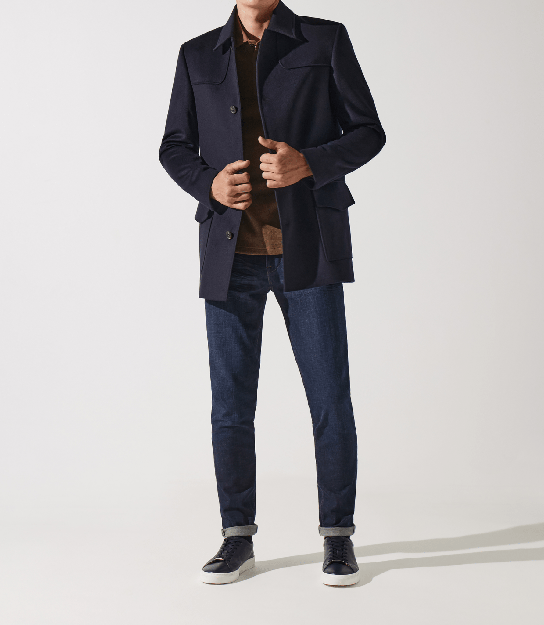 Manteau en laine cachemire marine ITALO - IZAC