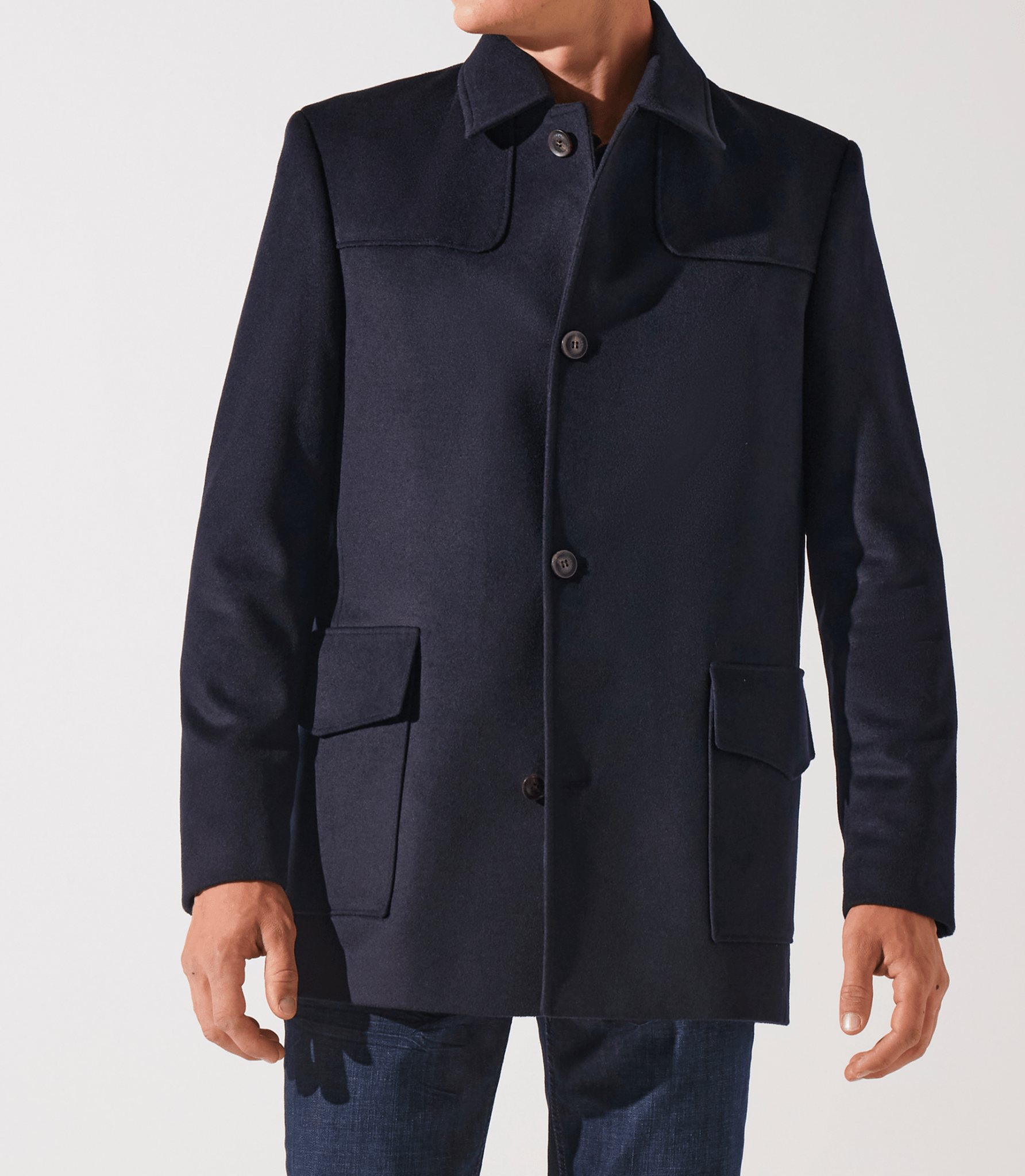 Manteau en laine cachemire marine ITALO - IZAC