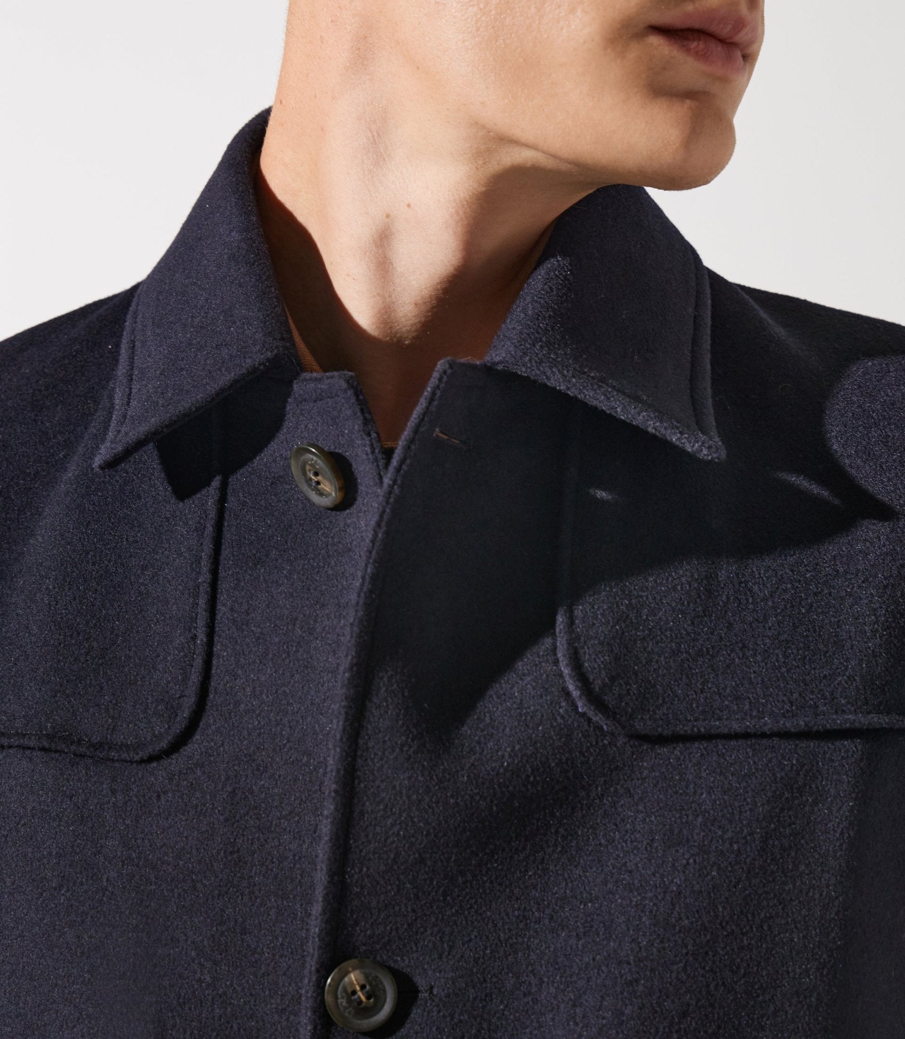 Manteau en laine cachemire marine ITALO - IZAC