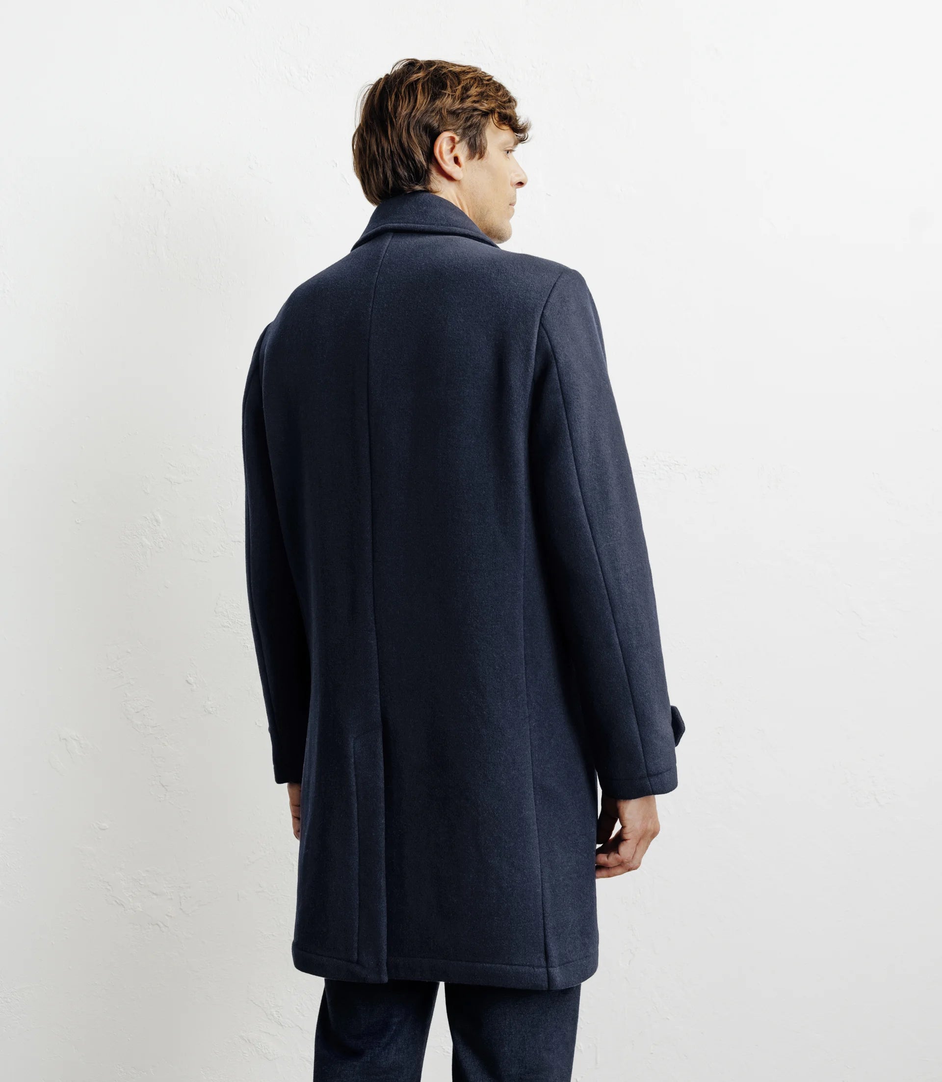 Manteau long droit marine