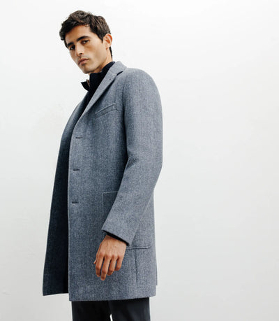 Manteau en laine avec boutons bleu