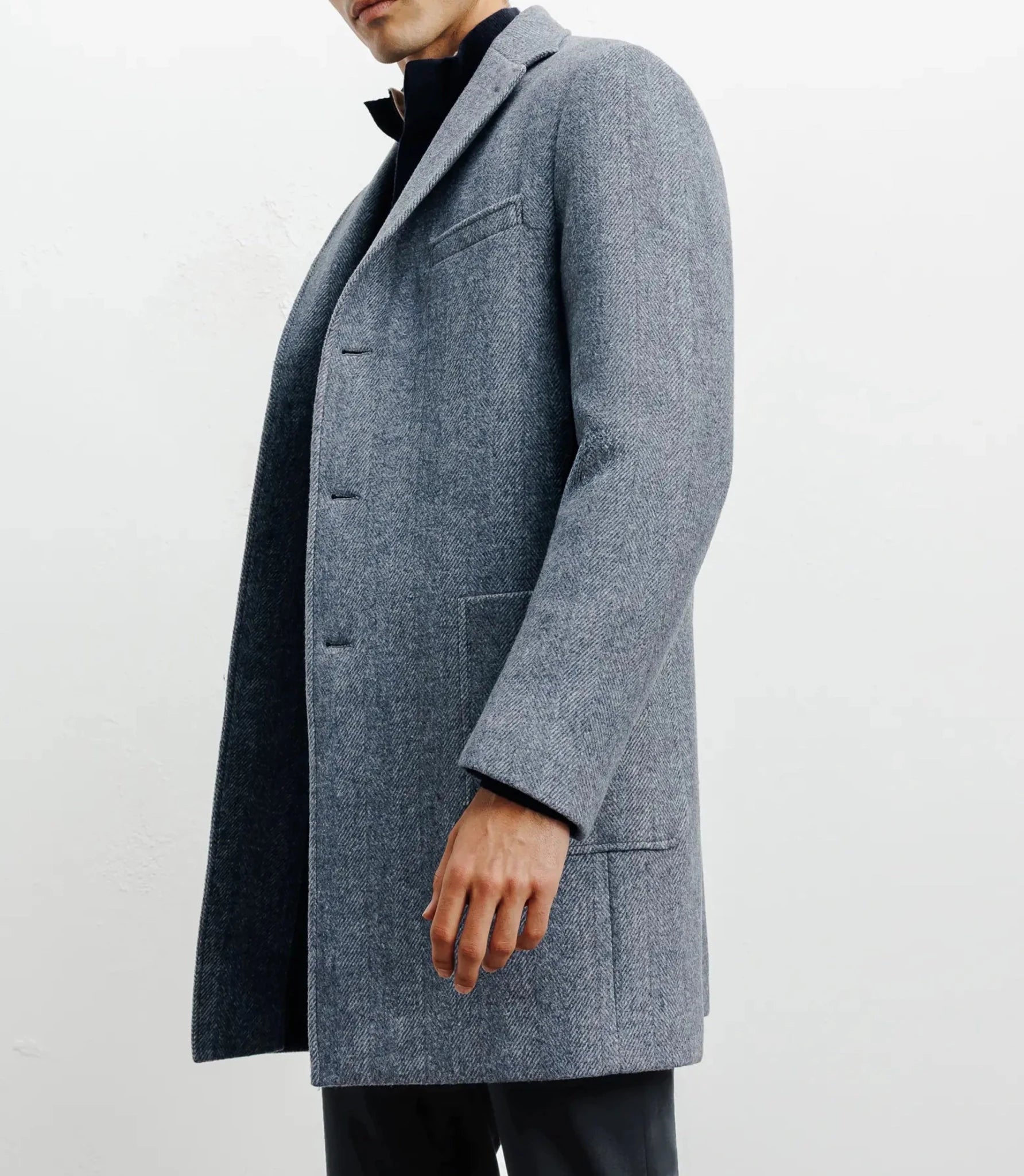 Manteau en laine avec boutons bleu - IZAC