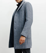 Manteau en laine avec boutons bleu