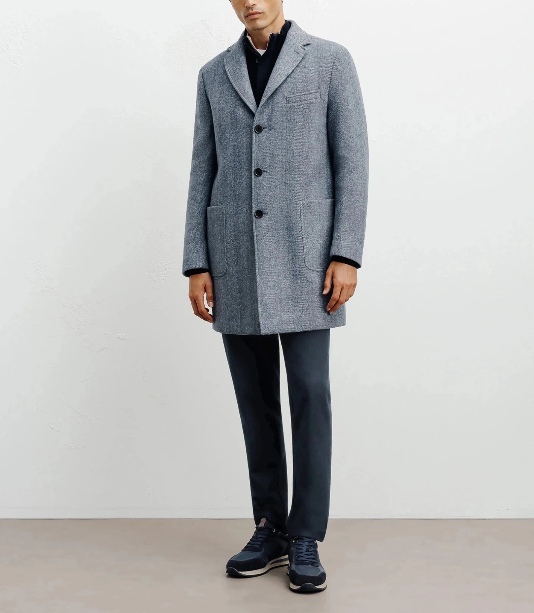 Manteau en laine avec boutons bleu - IZAC