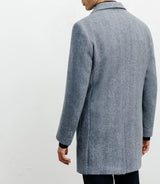 Manteau en laine avec boutons bleu