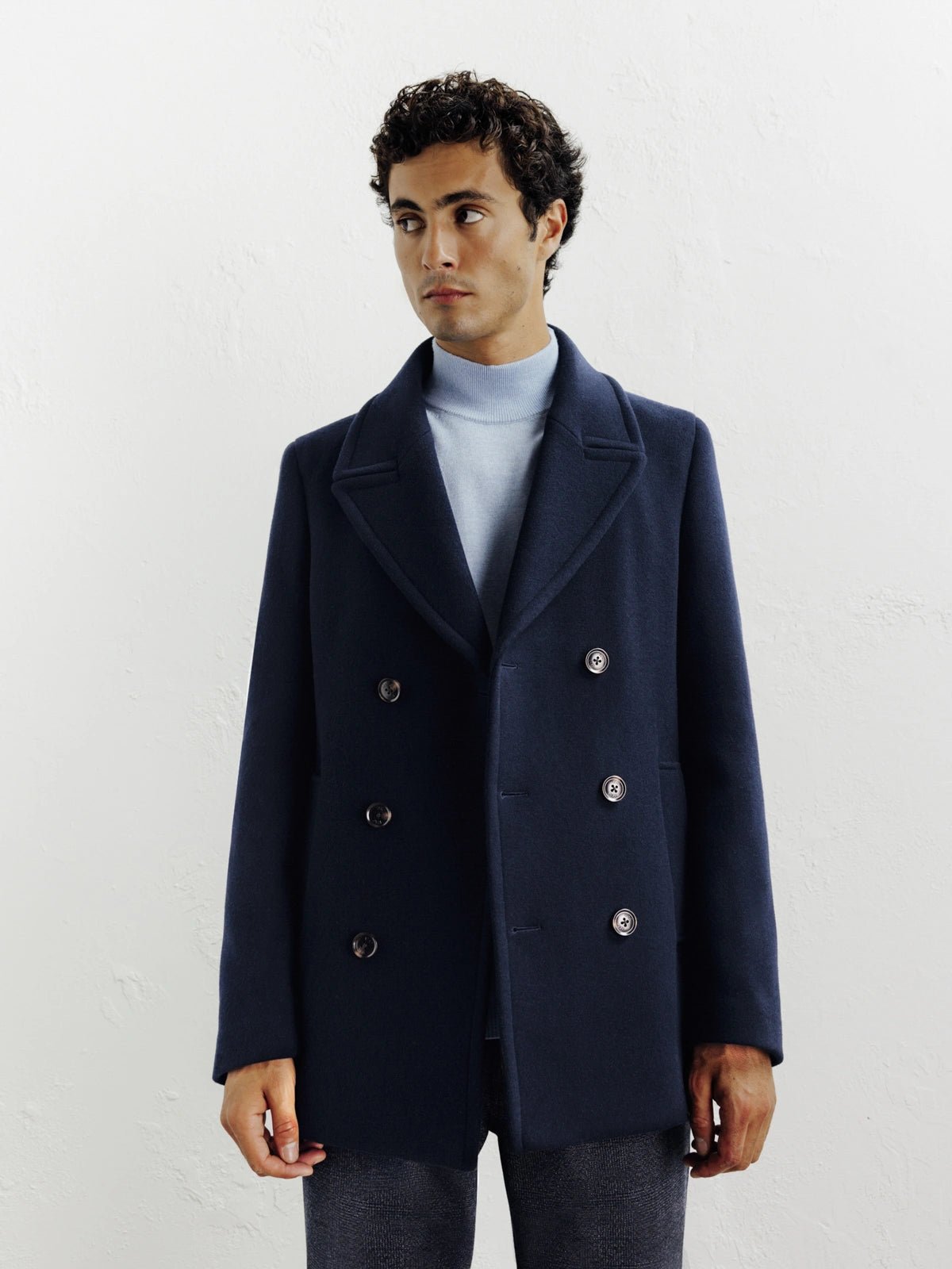 Caban en laine mélangé marine - IZAC