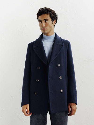 Caban en laine mélangé marine - IZAC