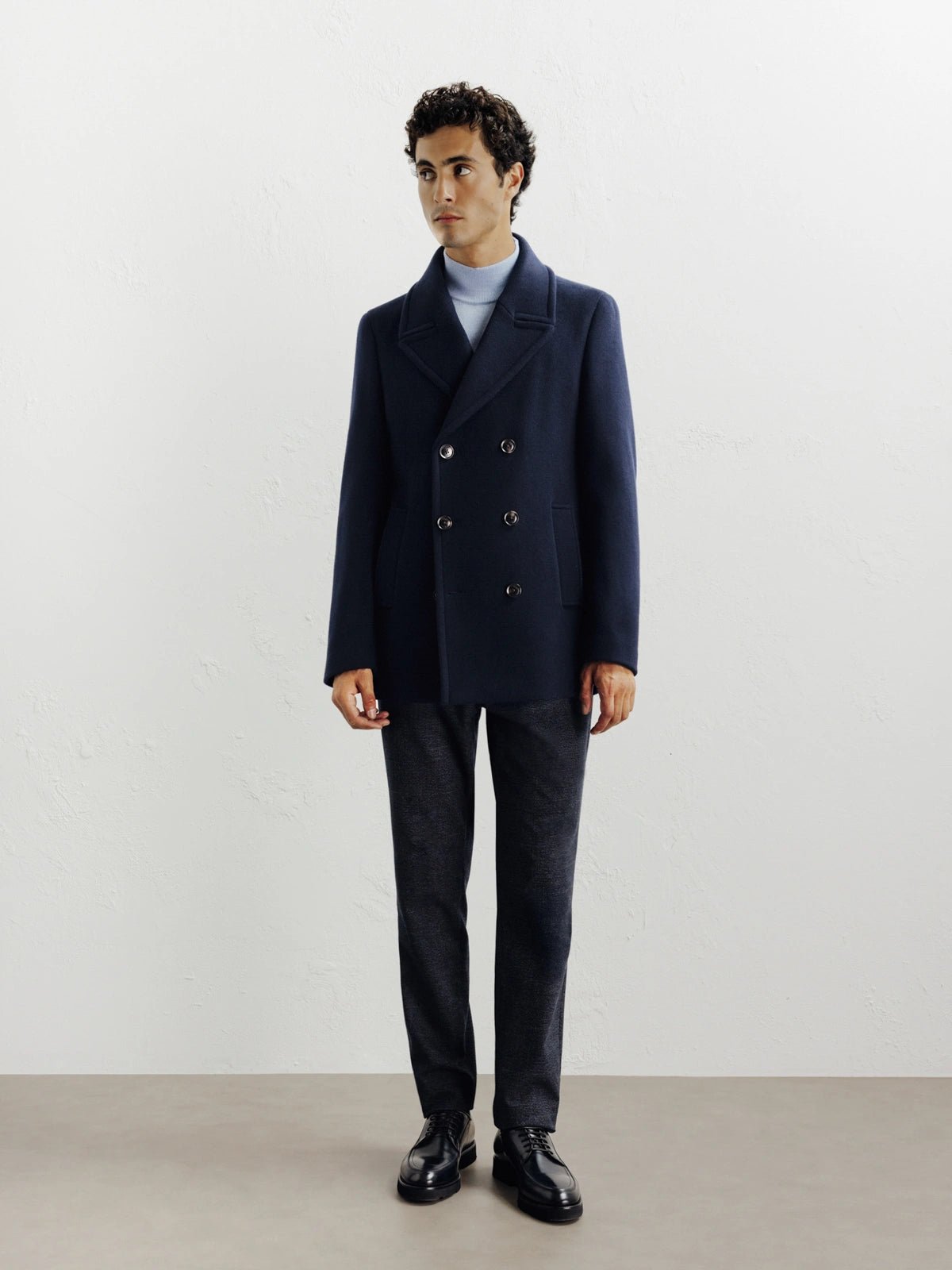 Caban en laine mélangé marine - IZAC