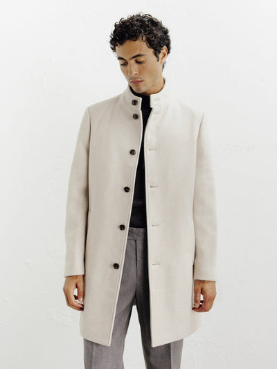 Manteau ville à col mao beige - IZAC