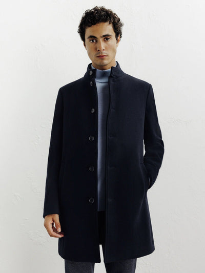 Manteau ville à col mao marine - IZAC