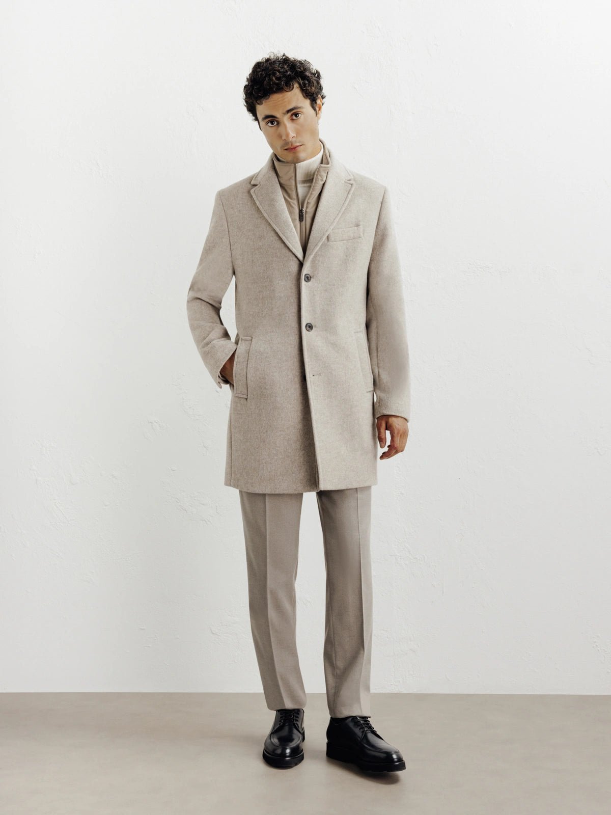 Manteau ville à parmenture amovible beige - IZAC